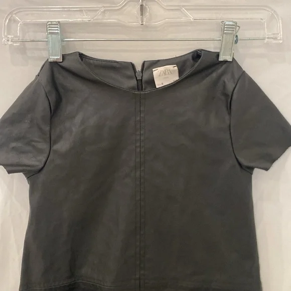 Zara kids faux leather (pleather) very soft shirt dress with pockets sz 6 - Picture 3 of 6